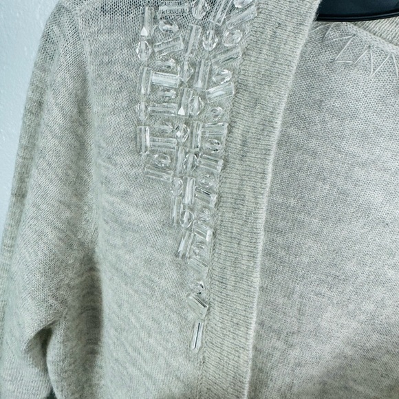 Rebecca Taylor Y2K Cashmere Bejeweled Baby Doll Pelum Grey Single Hook Cardigan - Picture 4 of 8